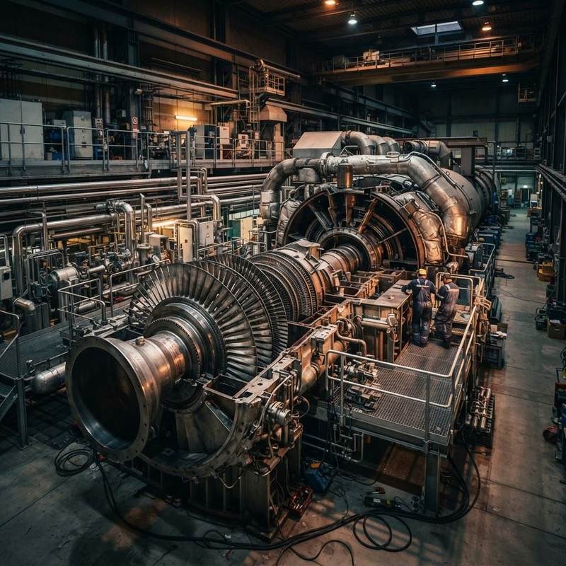 Industrial gas turbine in a power generation facility